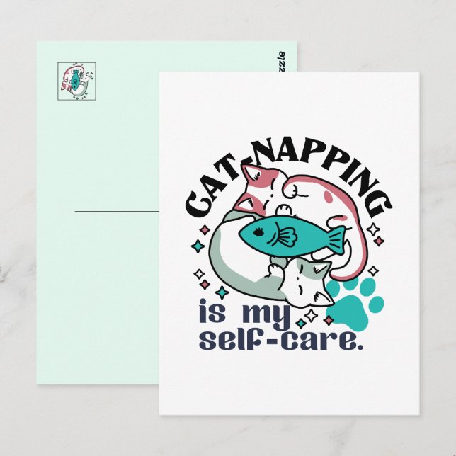 Cat-Napping Is My Self-Care: Cute Sleepy Cats Postcard (Front/Back)