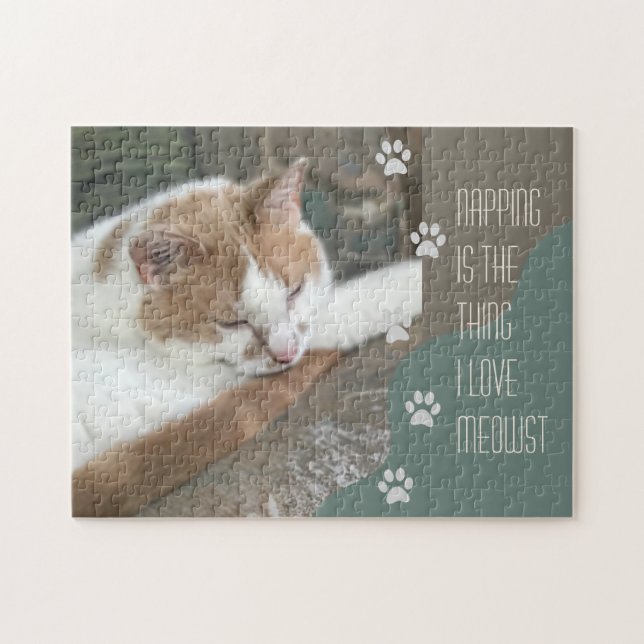 Cat Napping is the thing I love meowst Jigsaw Puzzle (Horizontal)