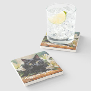 Cat napping stone coaster