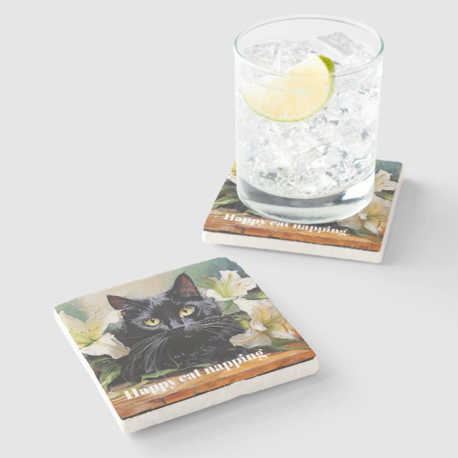 Cat napping  stone coaster (Side)