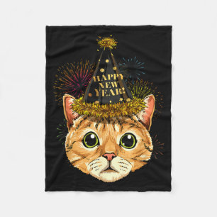 Cat New Year Shirt 2024 Happy New Years Eve Nye Fi Fleece Blanket
