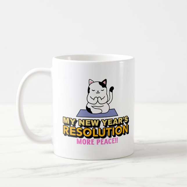 Cat-New Year's Resolution-More Peace Coffee Mug (Left)