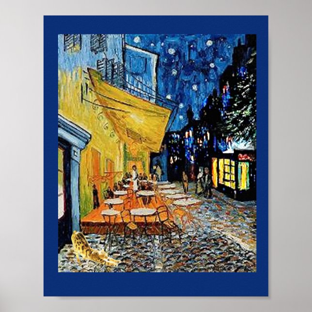 Cat, Night Cafe Parody, Van Gogh Poster (Front)