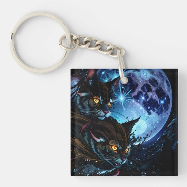 Cat Night  Key Ring (Front)
