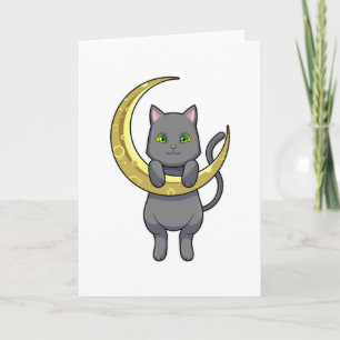 Cat Night Moon Card