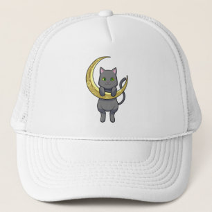 Cat Night Moon Trucker Hat