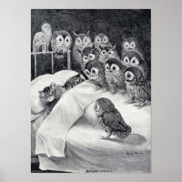 Cat Nightmare Owl Bird, Louis Wain