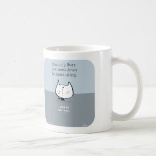 cat, nine lives, 9 lives, tiring, nap, cute cat coffee mug