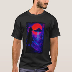 Cat Ninja Alien Vaporwave Japanese Art Samurai Uki T-Shirt