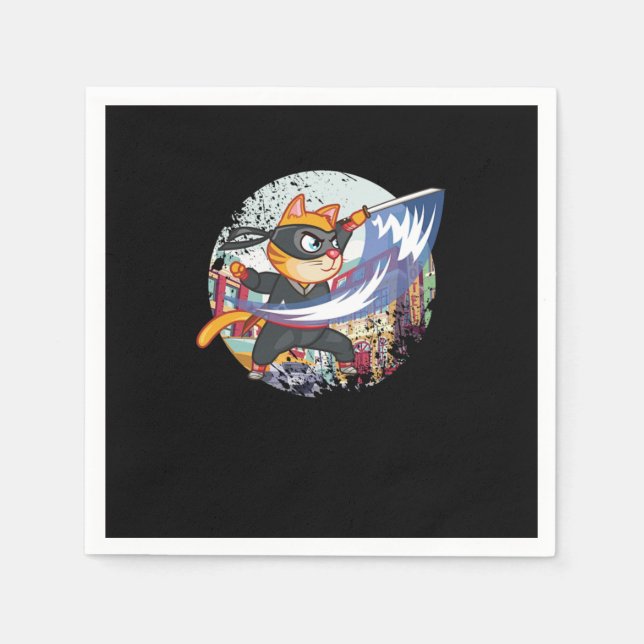 Cat Ninja Manga Anime Japanese Manga Fans Gift Napkin (Front)