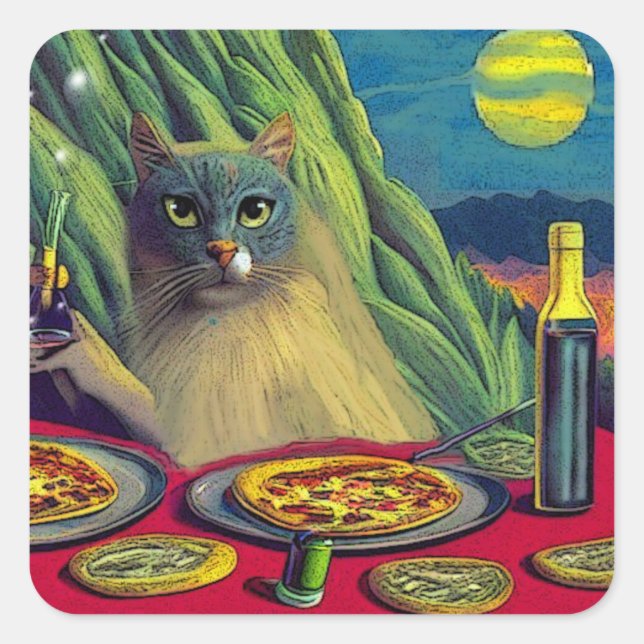 Cat Nip Pizza Square Sticker (Front)