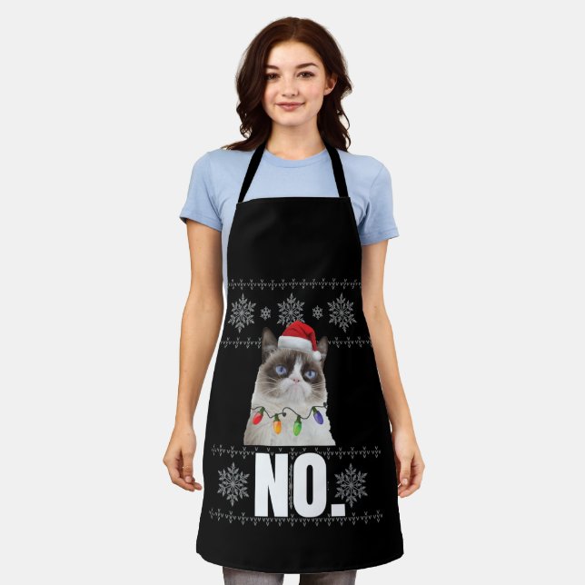 Cat No Grumpy Xmas Cats No Ugly Christmas Gifts Apron (Worn)