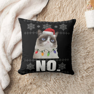 Cat No Grumpy Xmas Cats No Ugly Christmas Gifts Cushion