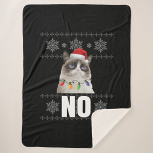 Cat No Grumpy Xmas Cats No Ugly Christmas Gifts Sherpa Blanket