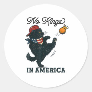 Cat No Kings In America Vintage Cats Against Classic Round Sticker