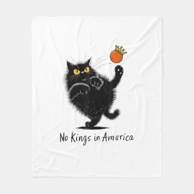 Cat No Kings In America We The People Political Fleece Blanket (Front)