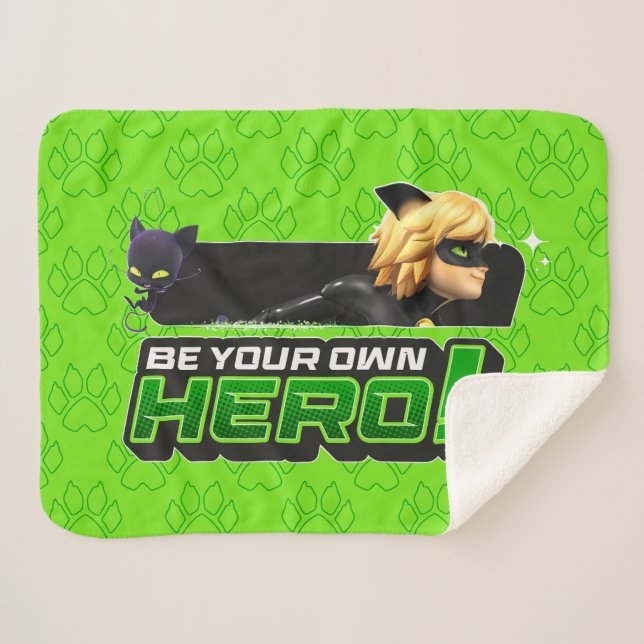 Cat Noir | Be Your Own Hero Sherpa Blanket (Front (Horizontal))