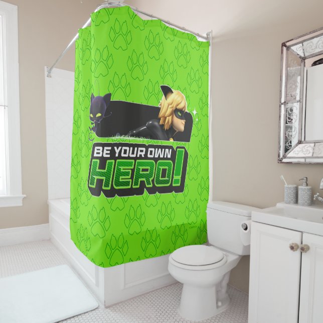 Cat Noir | Be Your Own Hero Shower Curtain (In Situ)