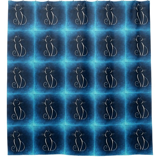 Cat Noir Blue Shower Curtain (Front)