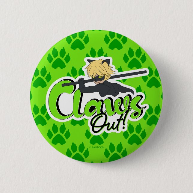 Cat Noir | Claws Out! 6 Cm Round Badge (Front)