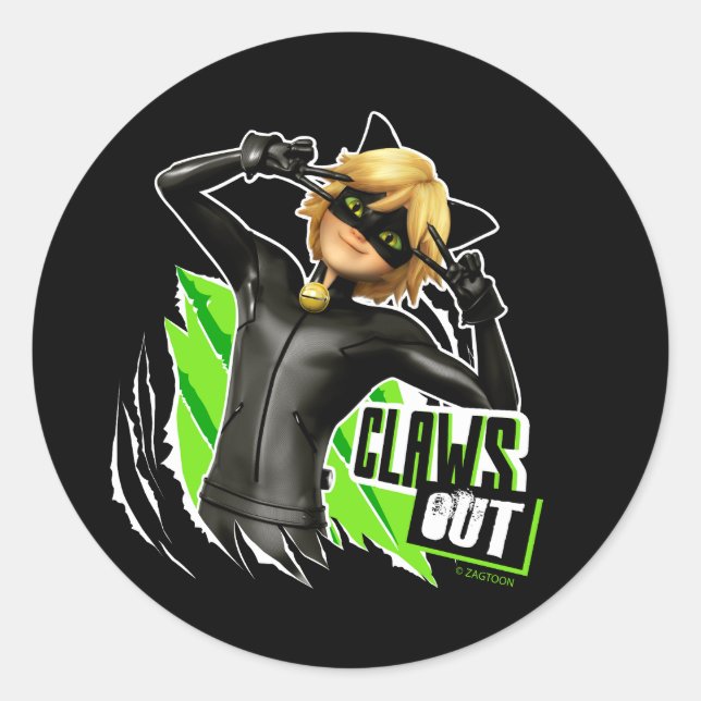 Cat Noir | Claws Out Graphic Classic Round Sticker (Front)