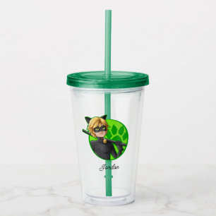 Cat Noir Green Badge Acrylic Tumbler