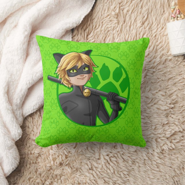 Cat Noir Green Badge Cushion (Blanket)