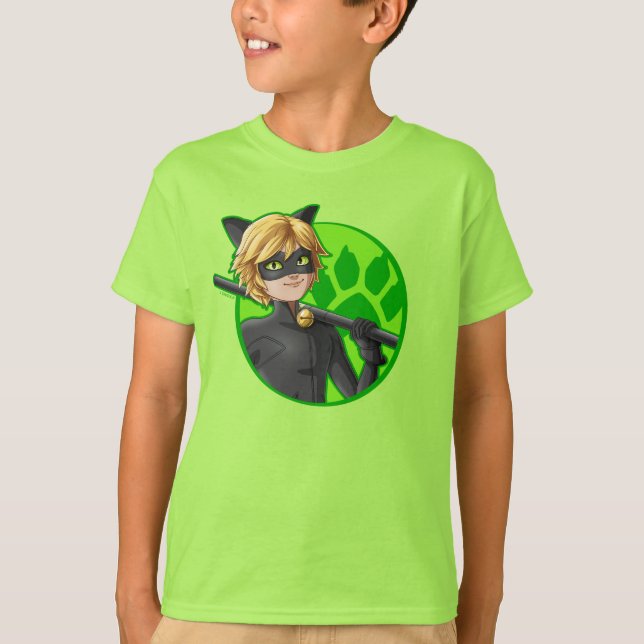 Cat Noir Green Badge T-Shirt (Front)