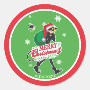 Cat Noir   Merry Christmas Classic Round Sticker