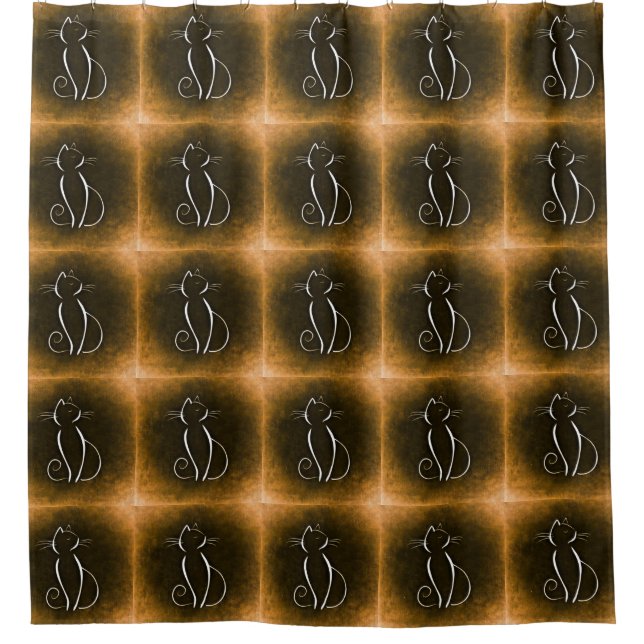 Cat Noir Orange Shower Curtain (Front)