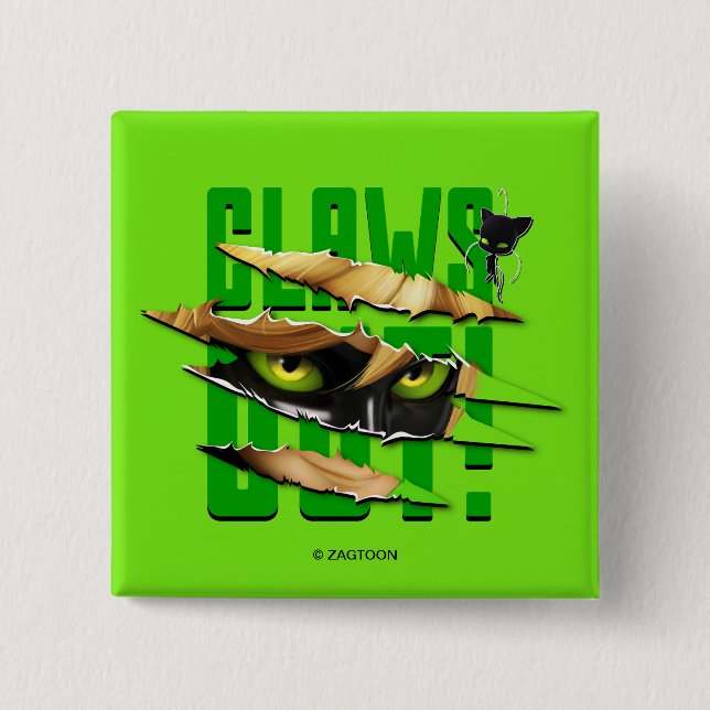Cat Noir & Plagg | Claws Out 15 Cm Square Badge (Front)