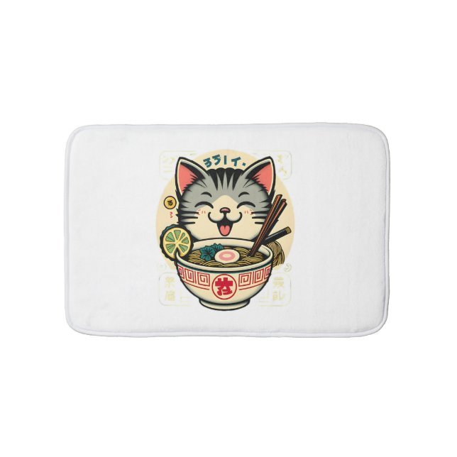Cat Noodle Japanese Anime ga Kawaii Cat Bath Mat (Front)