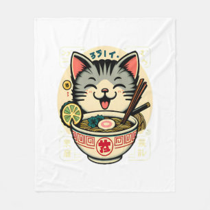 Cat Noodle Japanese Anime ga Kawaii Cat Fleece Blanket