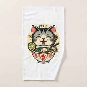Cat Noodle Japanese Anime ga Kawaii Cat Hand Towel