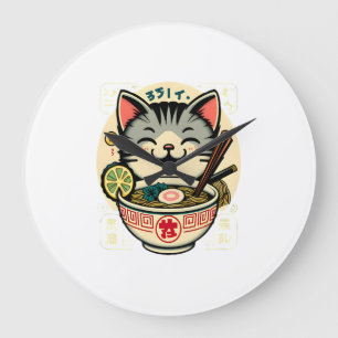 Cat Noodle Japanese Anime ga Kawaii Cat Large Clock