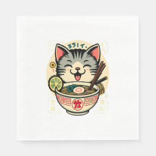 Cat Noodle Japanese Anime ga Kawaii Cat Napkin