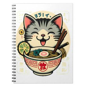 Cat Noodle Japanese Anime ga Kawaii Cat Notebook