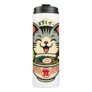 Cat Noodle Japanese Anime ga Kawaii Cat Thermal Tumbler