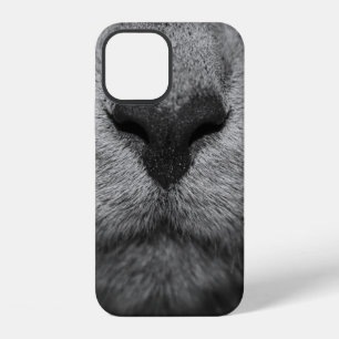 CAT NOSE IN BLACK AND WHITE iPhone 12 CASE