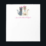 Cat Notepads Christmas Gifts<br><div class="desc">Add a touch of whimsy to your desk decor with these cute notepads featuring original watercolor art of a black cat and Siamese cat by Victoria Grigaliunas. These personalised notepads with name can be customised using the template field, making them the purr-fect choice for Christmas gifts, gift suggestions for mum...</div>
