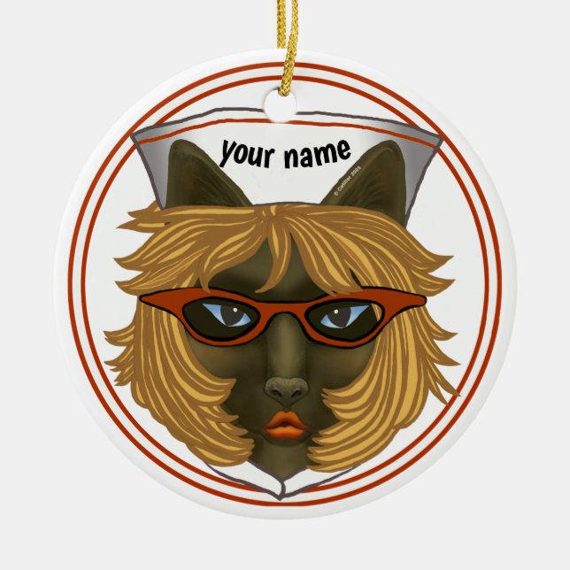Cat Nurse  Ceramic Tree Decoration (Front)