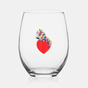 Cat Nurse Shirt Women Men Cat Lover Colourful Nurs Stemless Wine Glass