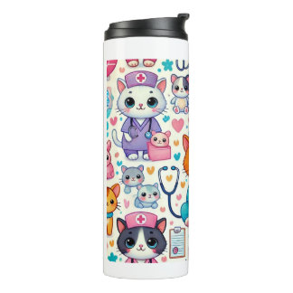 cat Nurse Skinny Tumbler, kawaii 20oz cup for cat 