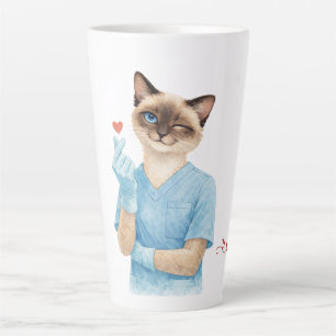 Cat Nurse with Mini Heart sending Love Latte Mug