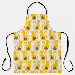 Cat o Lantern Halloween vintage Seamless Pattern Apron