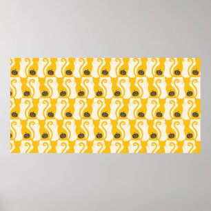 Cat o Lantern Halloween vintage Seamless Pattern Poster