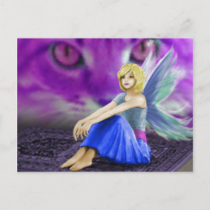 Cat Observes Fairy Postcard