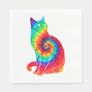 Cat Ocean Tie Dye Rainbow Hippie Napkin