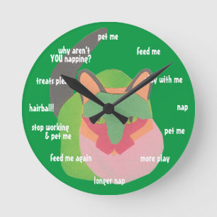 Cat O'Clock Round Clock