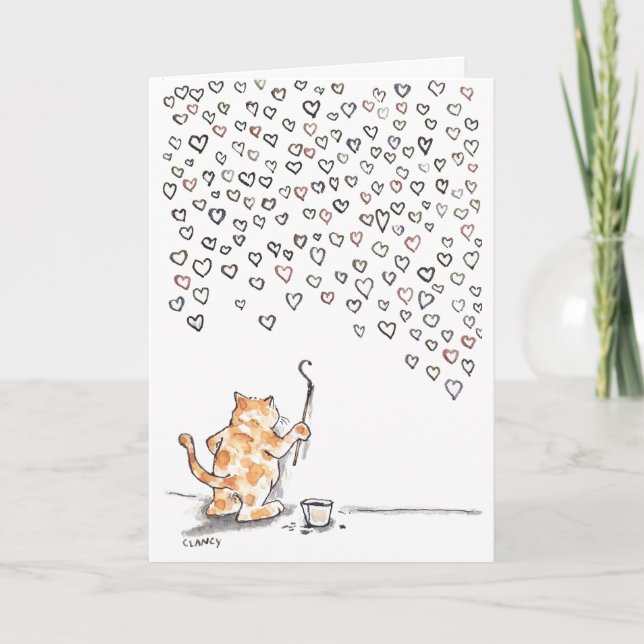 Cat of all Hearts Folded Greeting Card (Front)